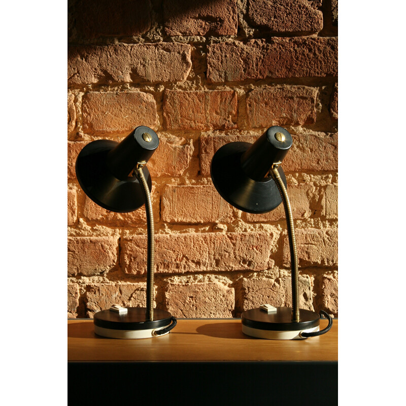 Pair of vintage lamps in pressed metal, Germany 1970