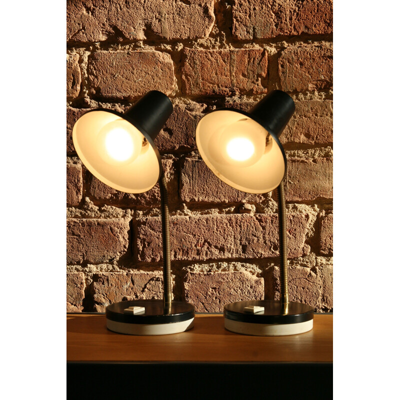 Pair of vintage lamps in pressed metal, Germany 1970