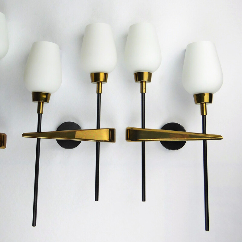 Set of 3 vintage wall lamp Lunel by Royal Lumière