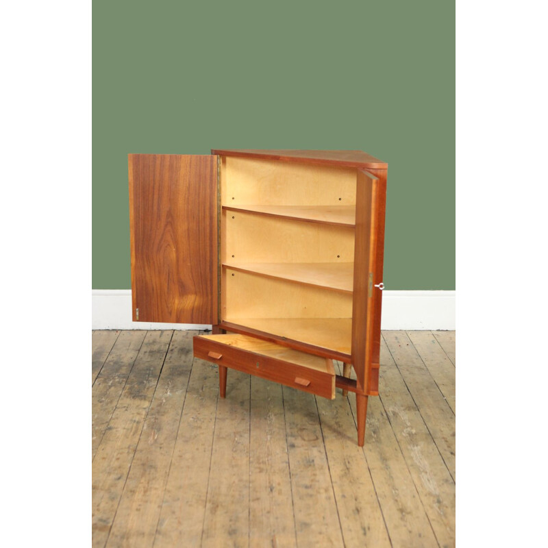 Vintage Danish corner cabinet in teak