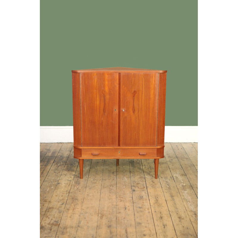 Vintage Danish corner cabinet in teak