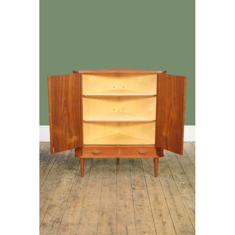 Vintage Danish corner cabinet in teak