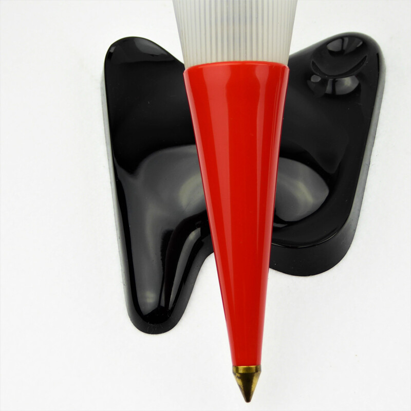 Set van 2 vintage rood en zwart perspex wandlampen