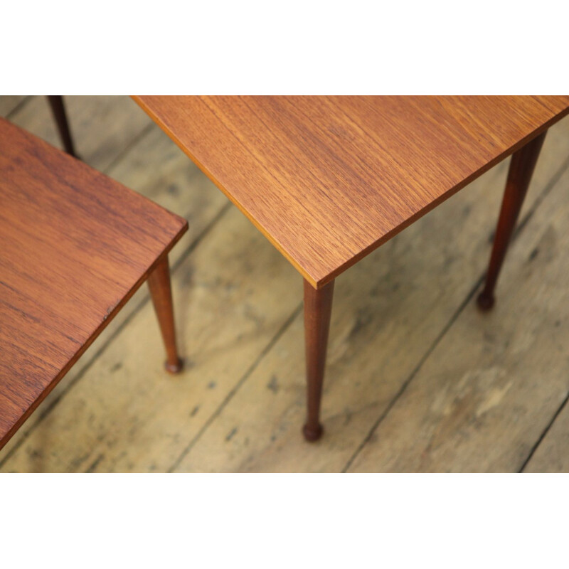 Set of 3 vintage Dutch nesting tables in teak