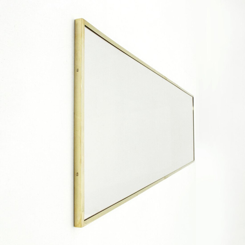 Vintage wooden mirror with brass frame, Italy