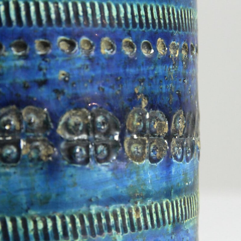 Vintage Blue Rimini serie vase for Bitossi in ceramic 1950