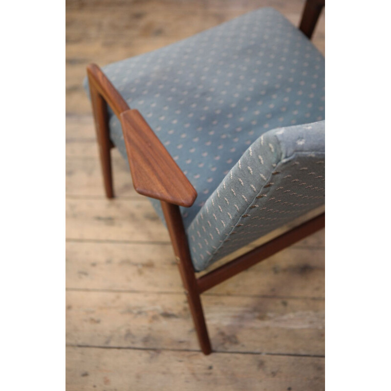Vintage blue Ruster armchair by Yngve Ekstrom for Pastoe 1960s