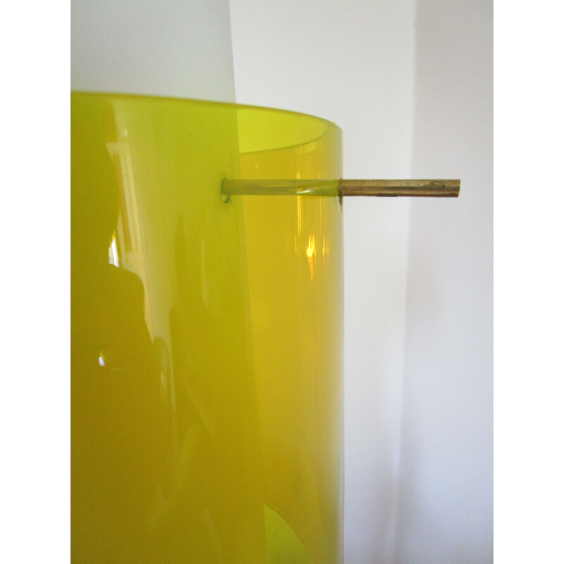 Suspension vintage italienne en verre jaune 1950