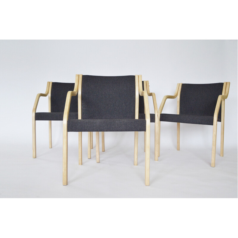 Set of 4 vintage model 4550 grey chairs for Šiaulių Ventos Baldų Fabrikas