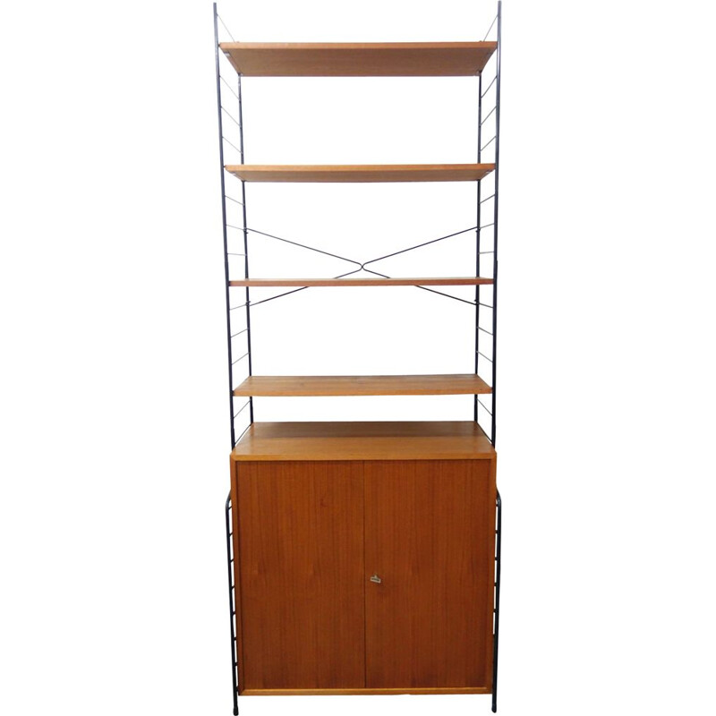 Vintage wall unit in wood and metal from Germany 1960