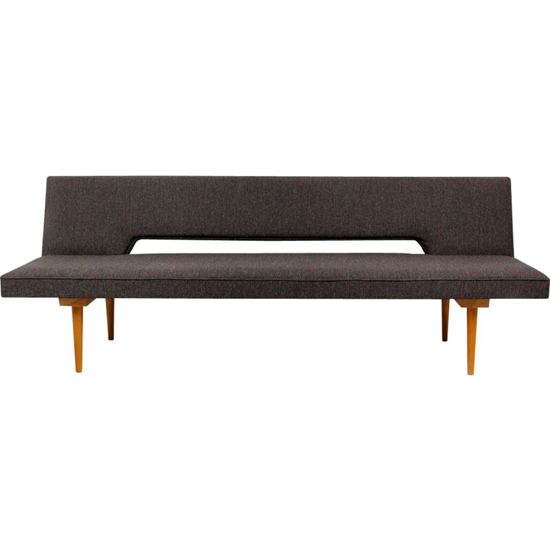 Vintage sofa by Miroslav Navratil in wood and fabric 1960s