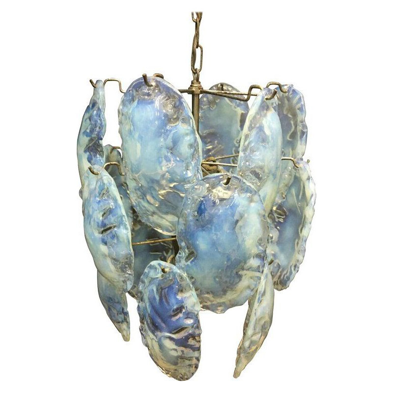 Vintage blue chandelier by Vistosi in Murano glass 1970