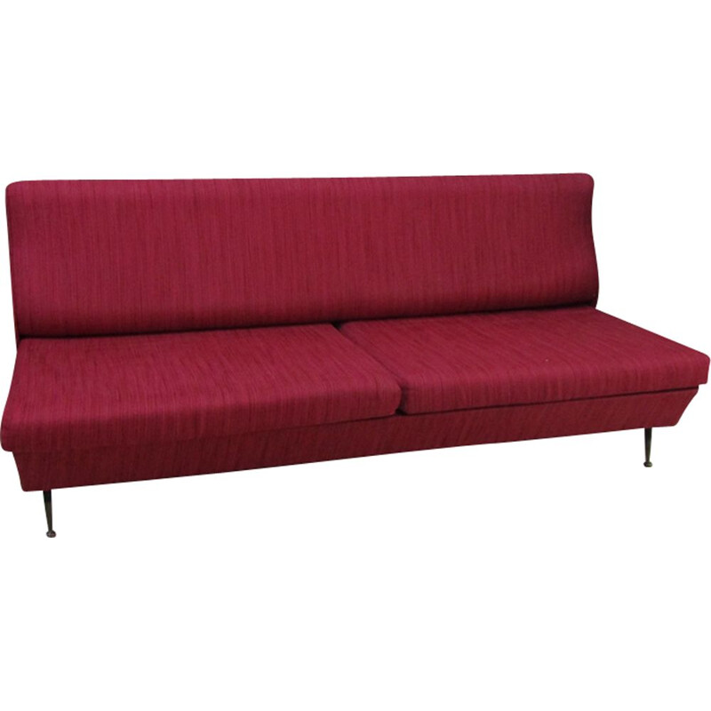 Vintage Italian sofa in red cotton