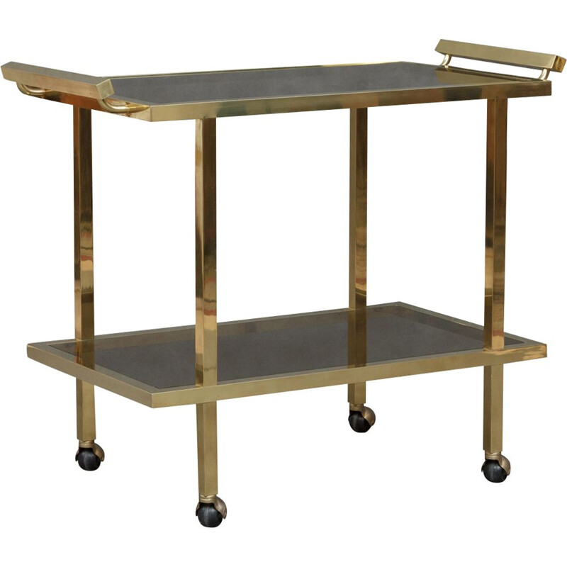 Vintage Italian polished brass bar trolley