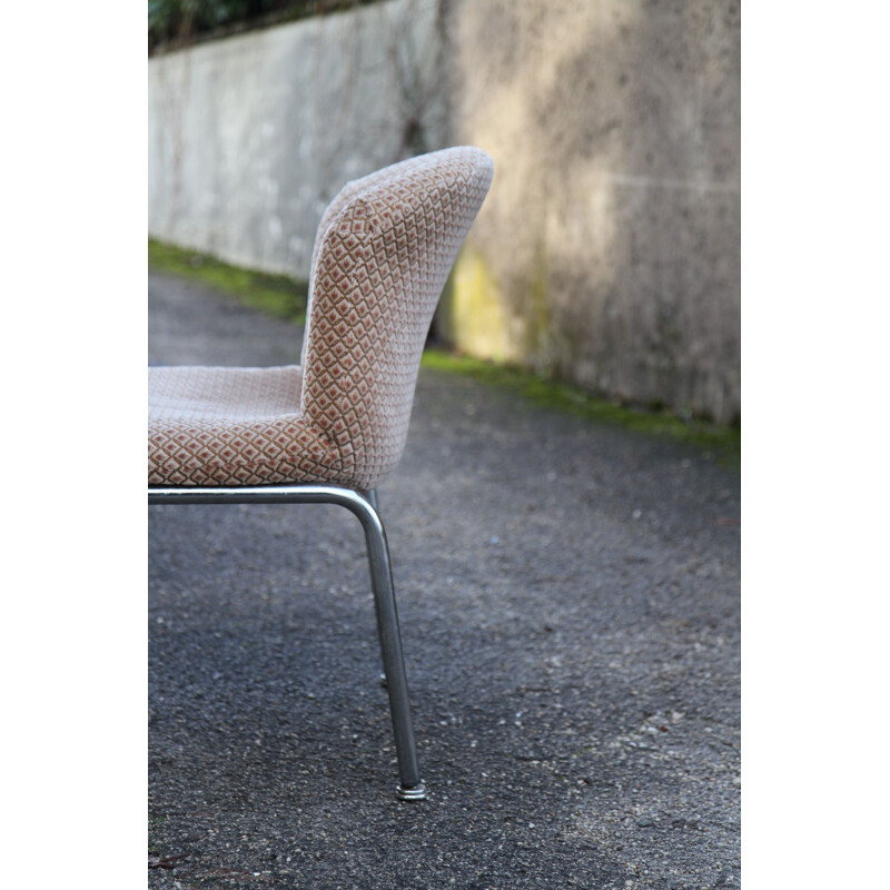 Vintage low chair without arms for Mobilier International in beige velvet