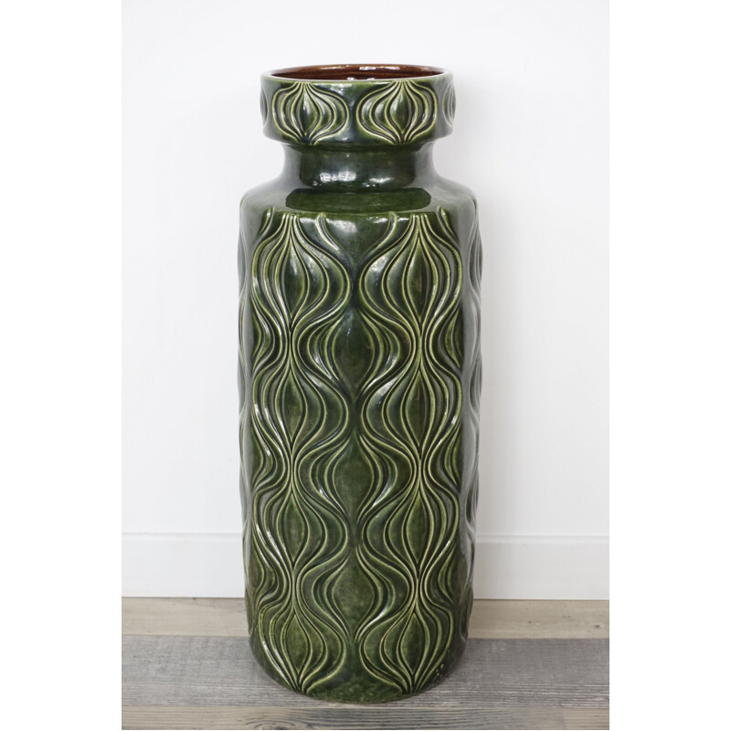 Vase vintage en céramique verte pour Scheurich Keramik