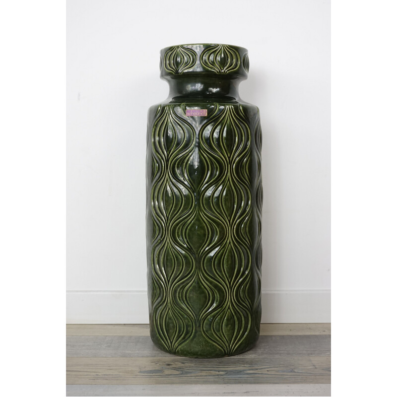 Vase vintage en céramique verte pour Scheurich Keramik