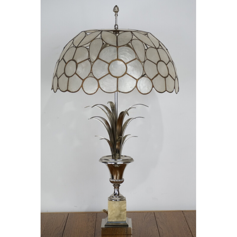 Vintage lamp in onyx and chrome by Maison Charles