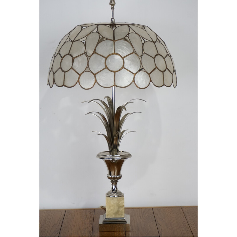 Vintage lamp in onyx and chrome by Maison Charles