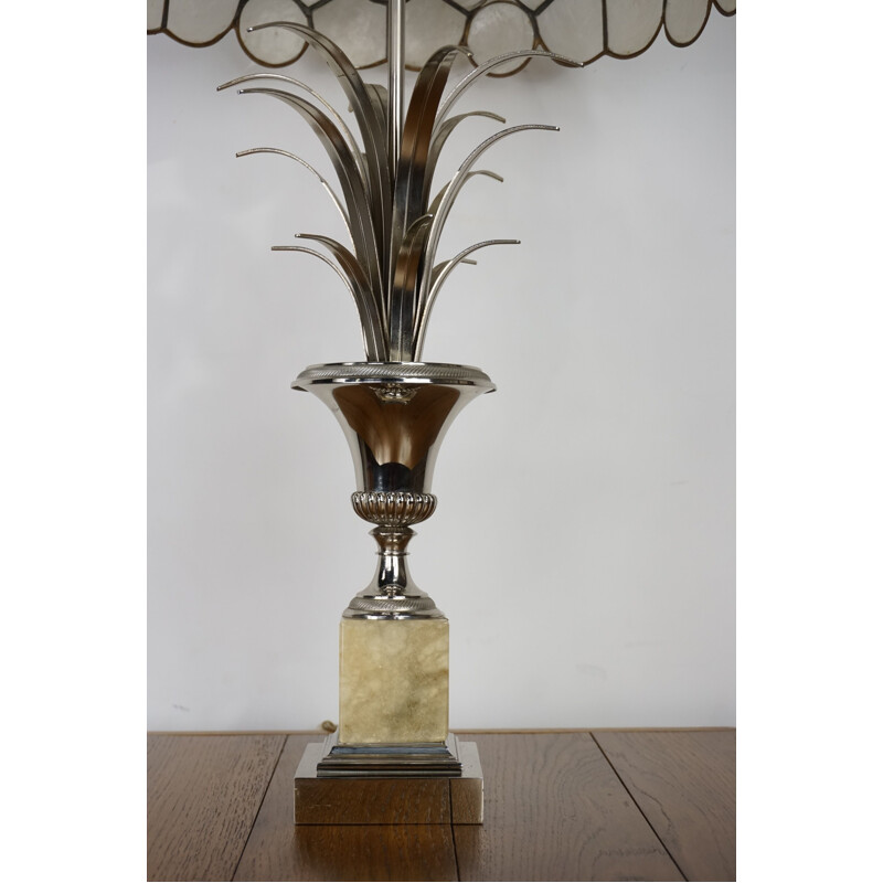 Lampe vintage Roseaux en onyx et chrome par Maison Charles