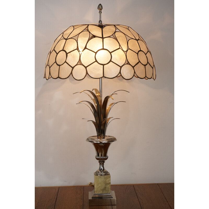 Vintage lamp in onyx and chrome by Maison Charles