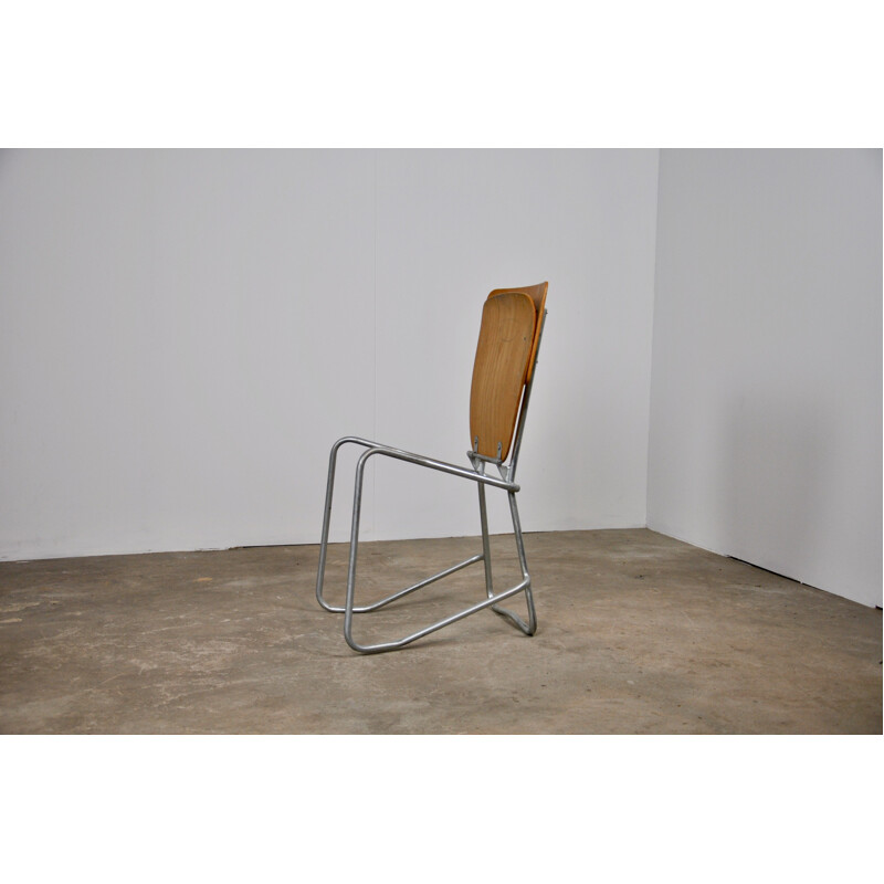 Vintage stackable Swiss chair "Aluflex" by Armin Wirth for Hans Zollinger