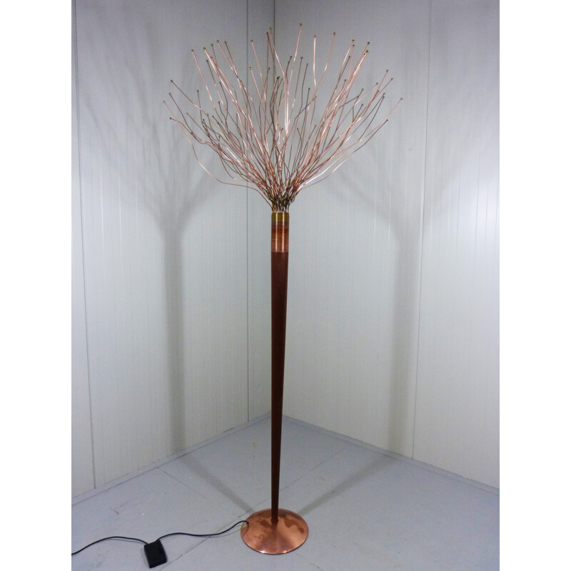 Floor lamp in mahogany, copper and brass, Paolo DONATELLO - 1990s