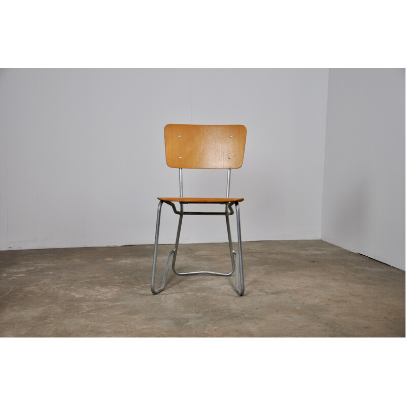 Vintage stackable Swiss chair "Aluflex" by Armin Wirth for Hans Zollinger