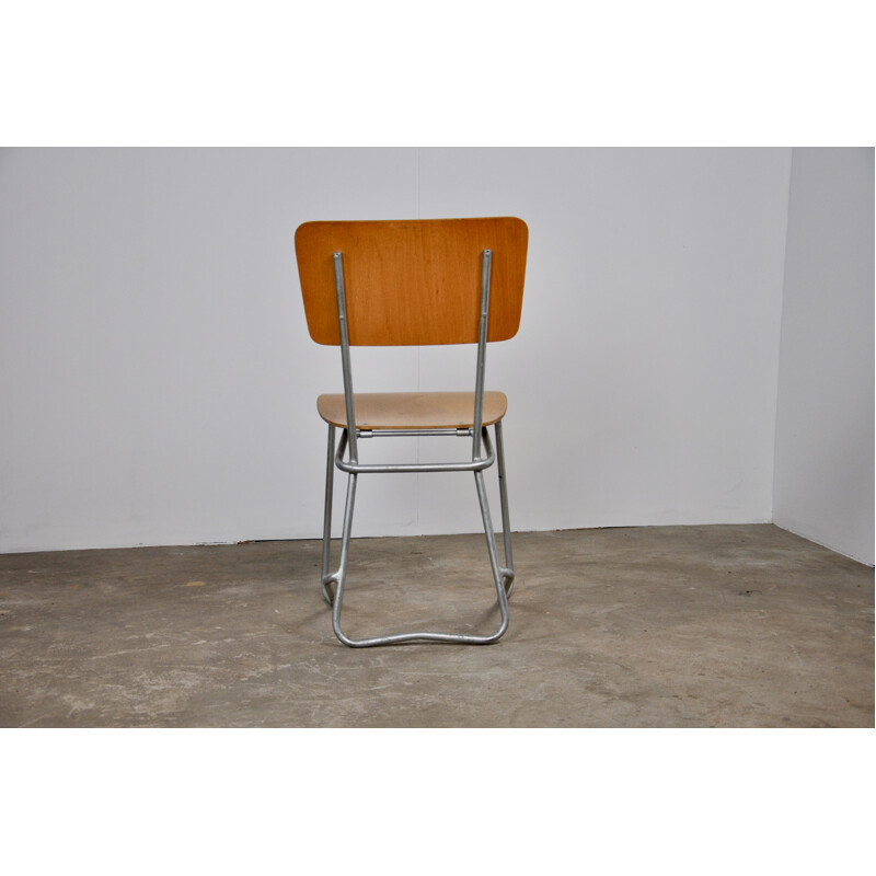 Vintage stackable Swiss chair "Aluflex" by Armin Wirth for Hans Zollinger