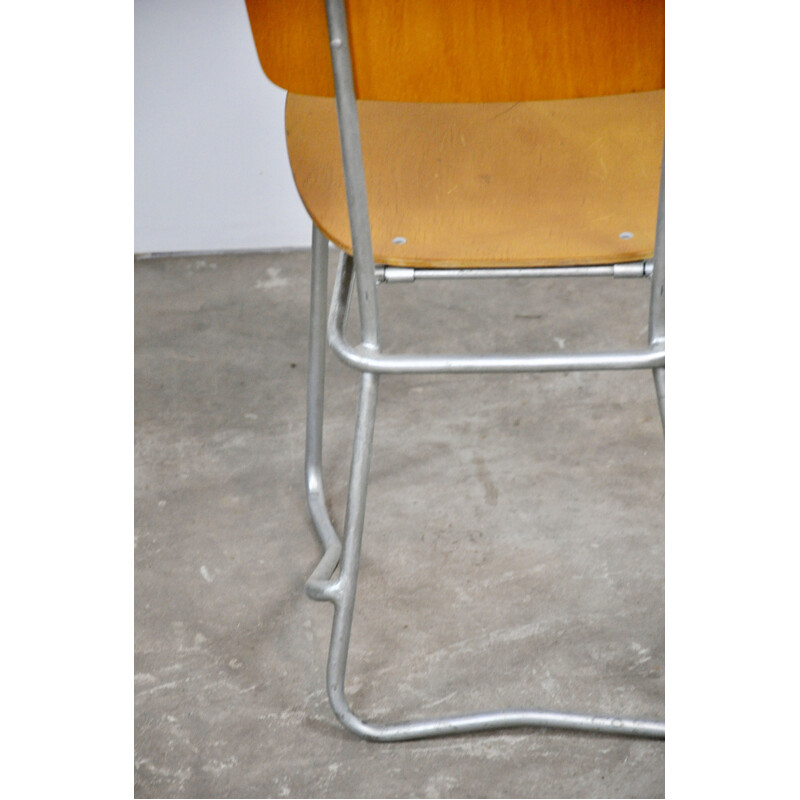 Vintage stackable Swiss chair "Aluflex" by Armin Wirth for Hans Zollinger