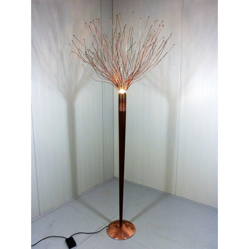 Floor lamp in mahogany, copper and brass, Paolo DONATELLO - 1990s