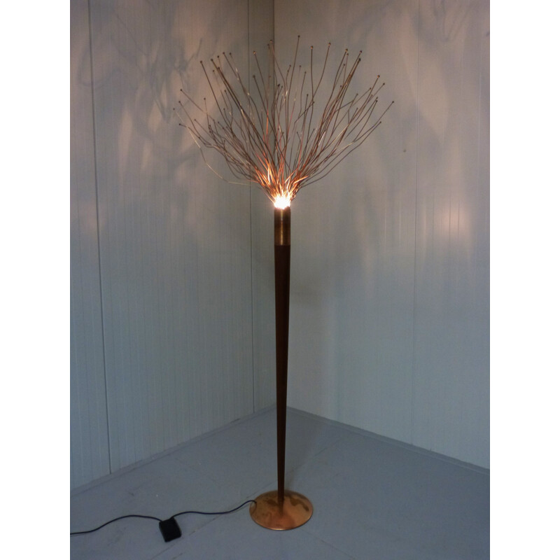 Floor lamp in mahogany, copper and brass, Paolo DONATELLO - 1990s