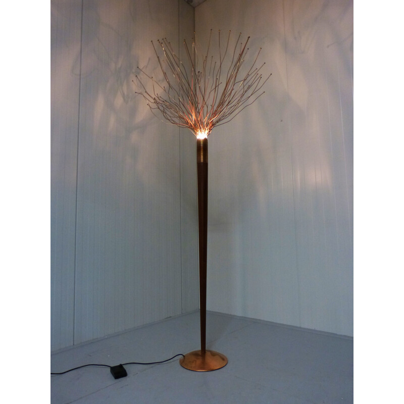 Floor lamp in mahogany, copper and brass, Paolo DONATELLO - 1990s