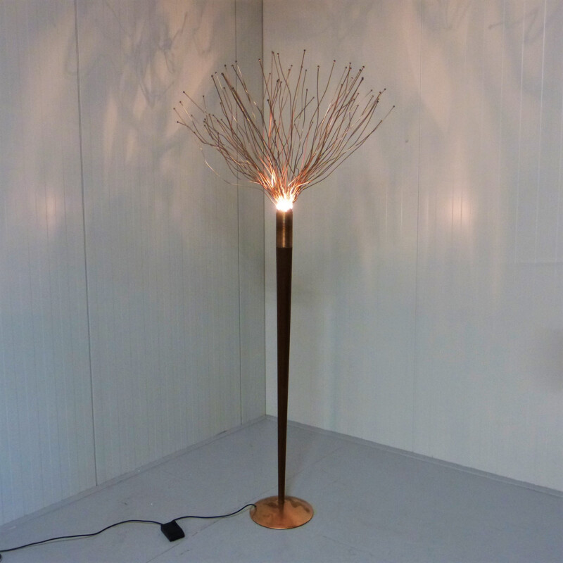 Floor lamp in mahogany, copper and brass, Paolo DONATELLO - 1990s