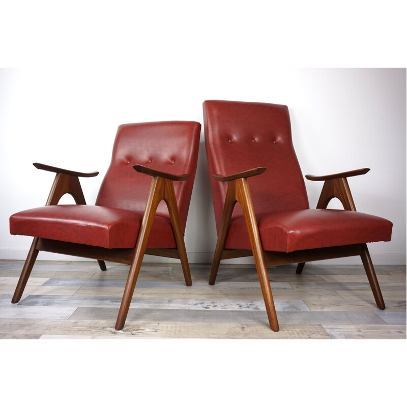 Set of 2 vintage armchairs by Louis Van Teeffelen for Webe