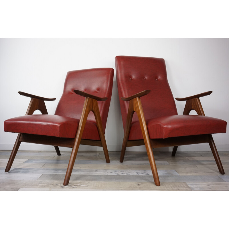 Suite de 2 fauteuils vintage par Louis Van Teeffelen pour Webe