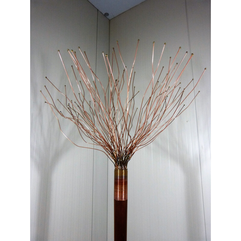 Floor lamp in mahogany, copper and brass, Paolo DONATELLO - 1990s