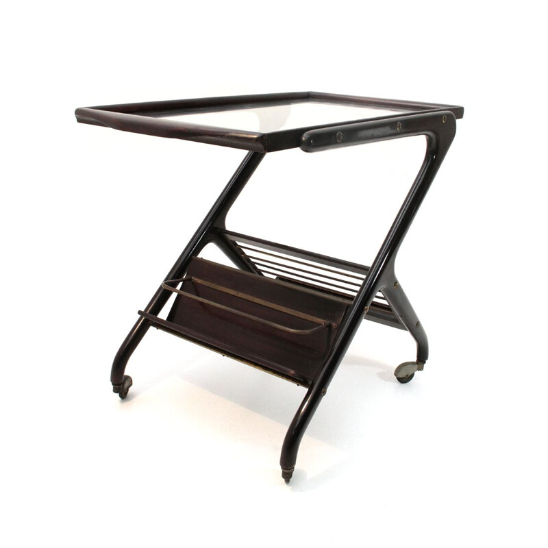 Vintage Italian serving cart with glass top