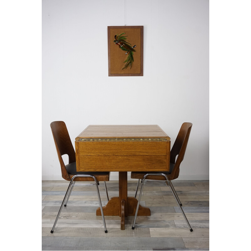 Vintage French dining table in oak