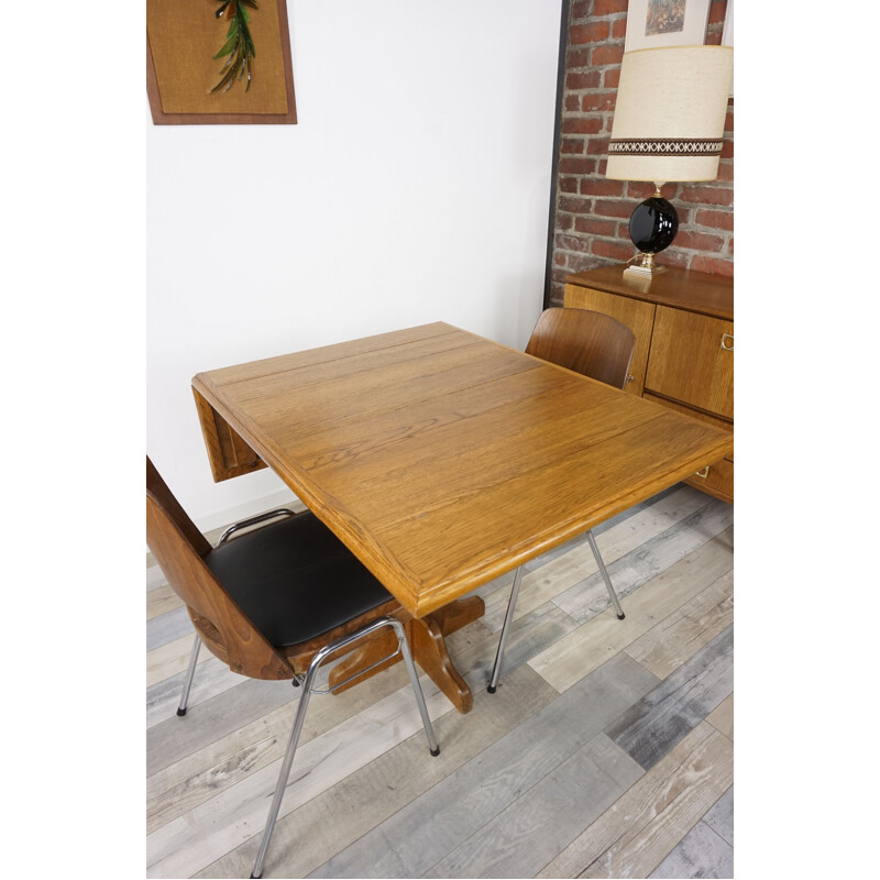 Vintage French dining table in oak