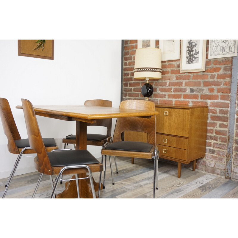 Vintage French dining table in oak