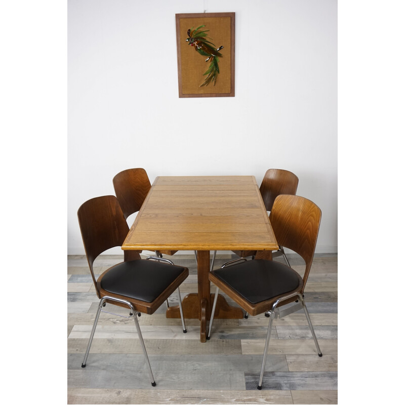 Vintage French dining table in oak