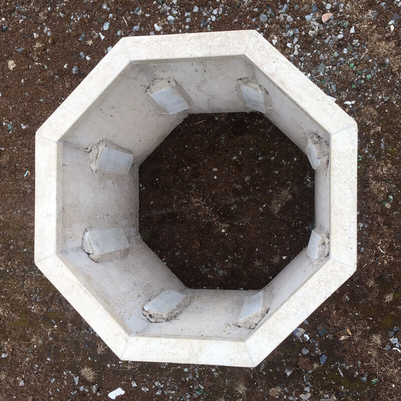 Set of 2 vintage French planters in travertine