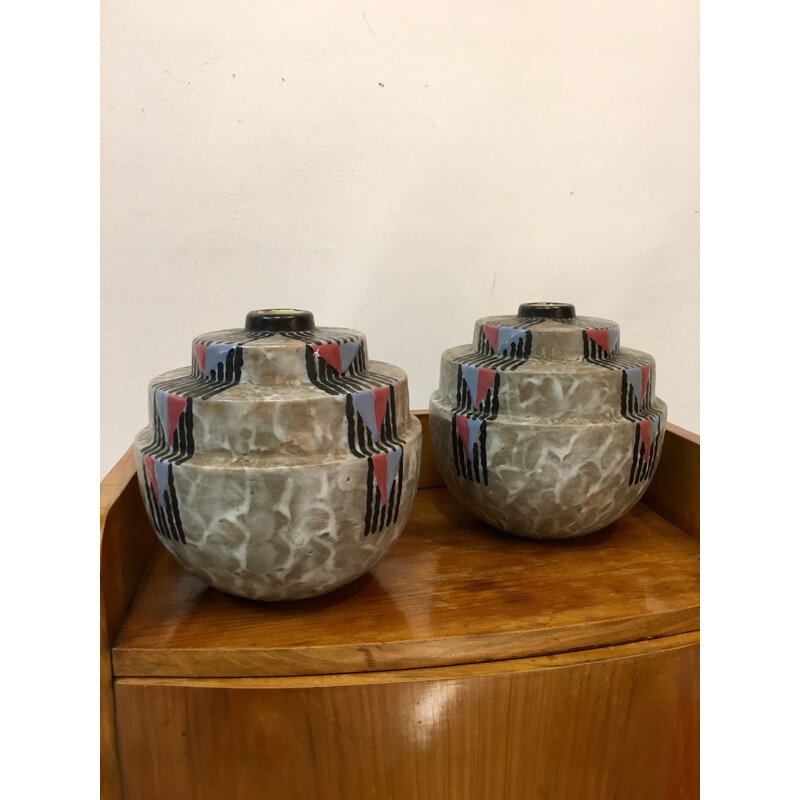 Set of 2 vintage vases by Louis Dage