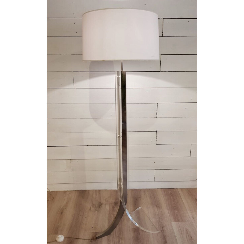 Lampadaire vintage par Philippe Jean en plexiglas et chrome