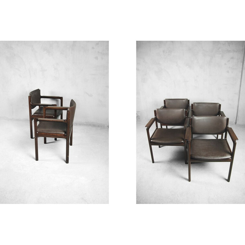 Set of 4 vintage chairs in mahogany
