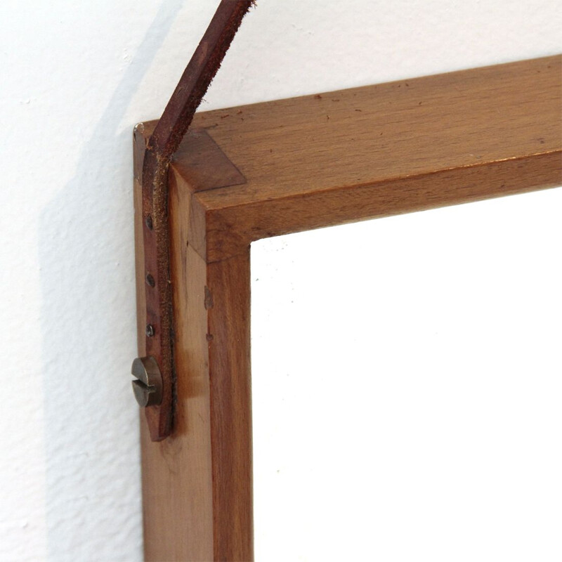 Vintage Italian teak frame mirror