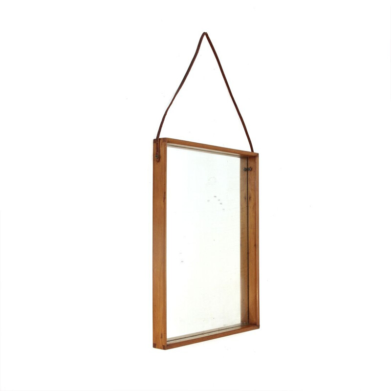 Vintage Italian teak frame mirror