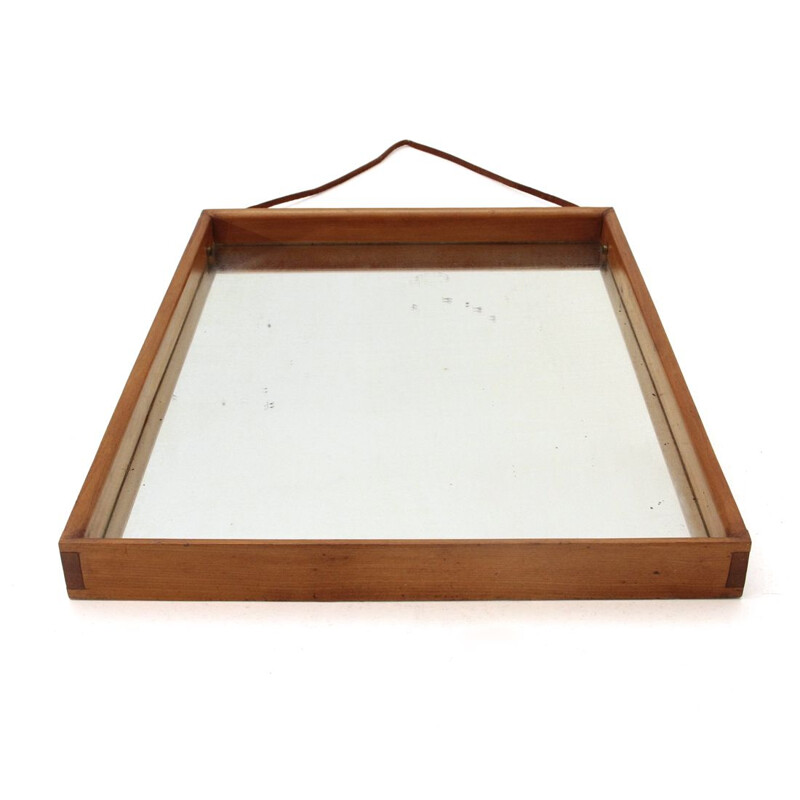 Vintage Italian teak frame mirror