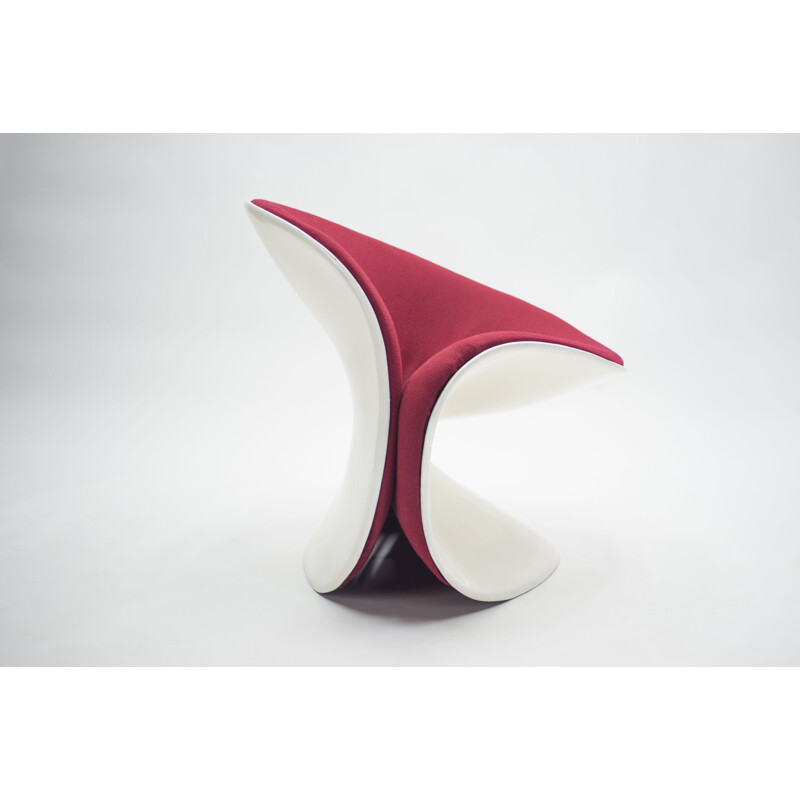 Vintage red girolle armchair by Jean-Pierre Laporte